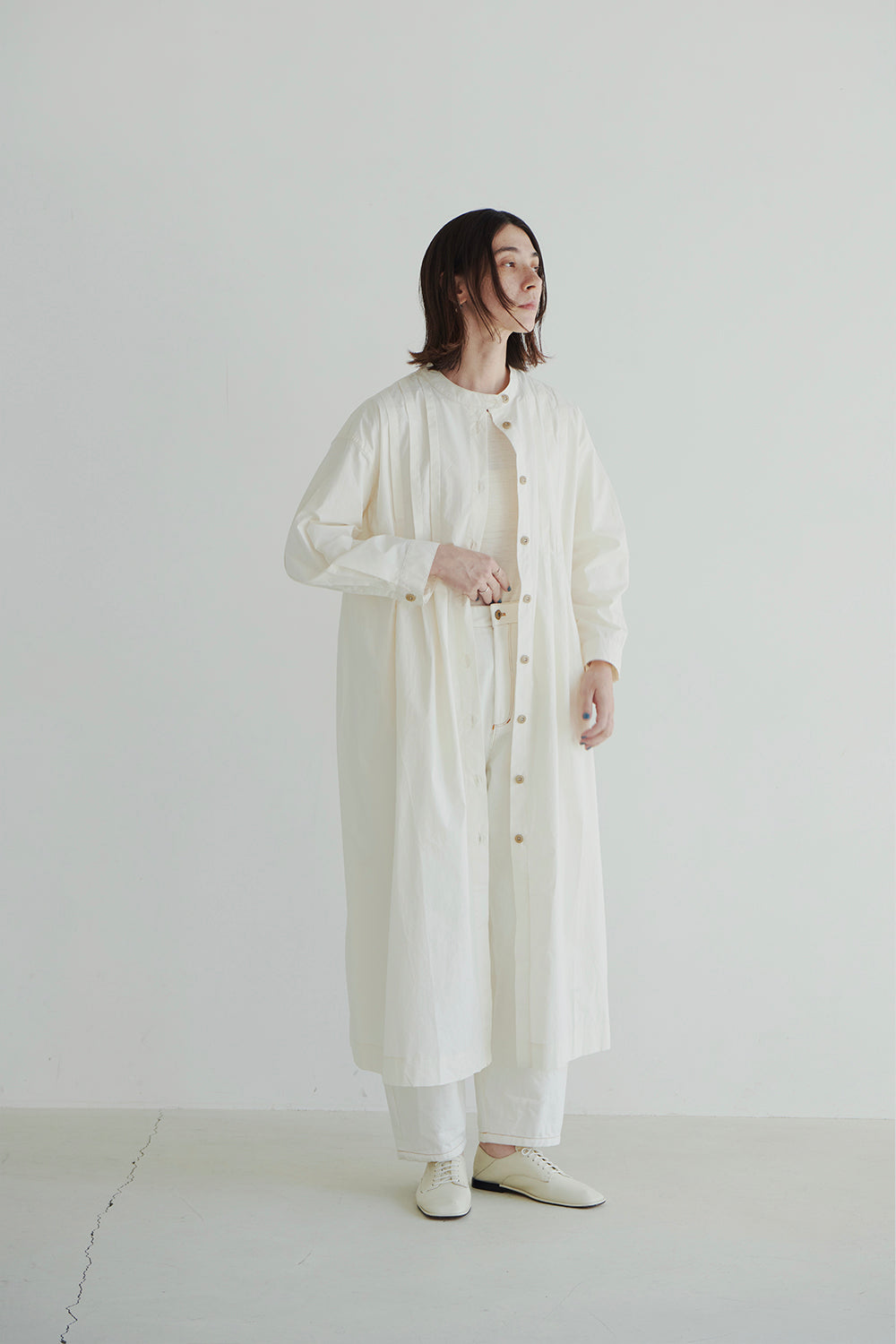 ORGAN PLEAT COTTON SHIRT DRESS