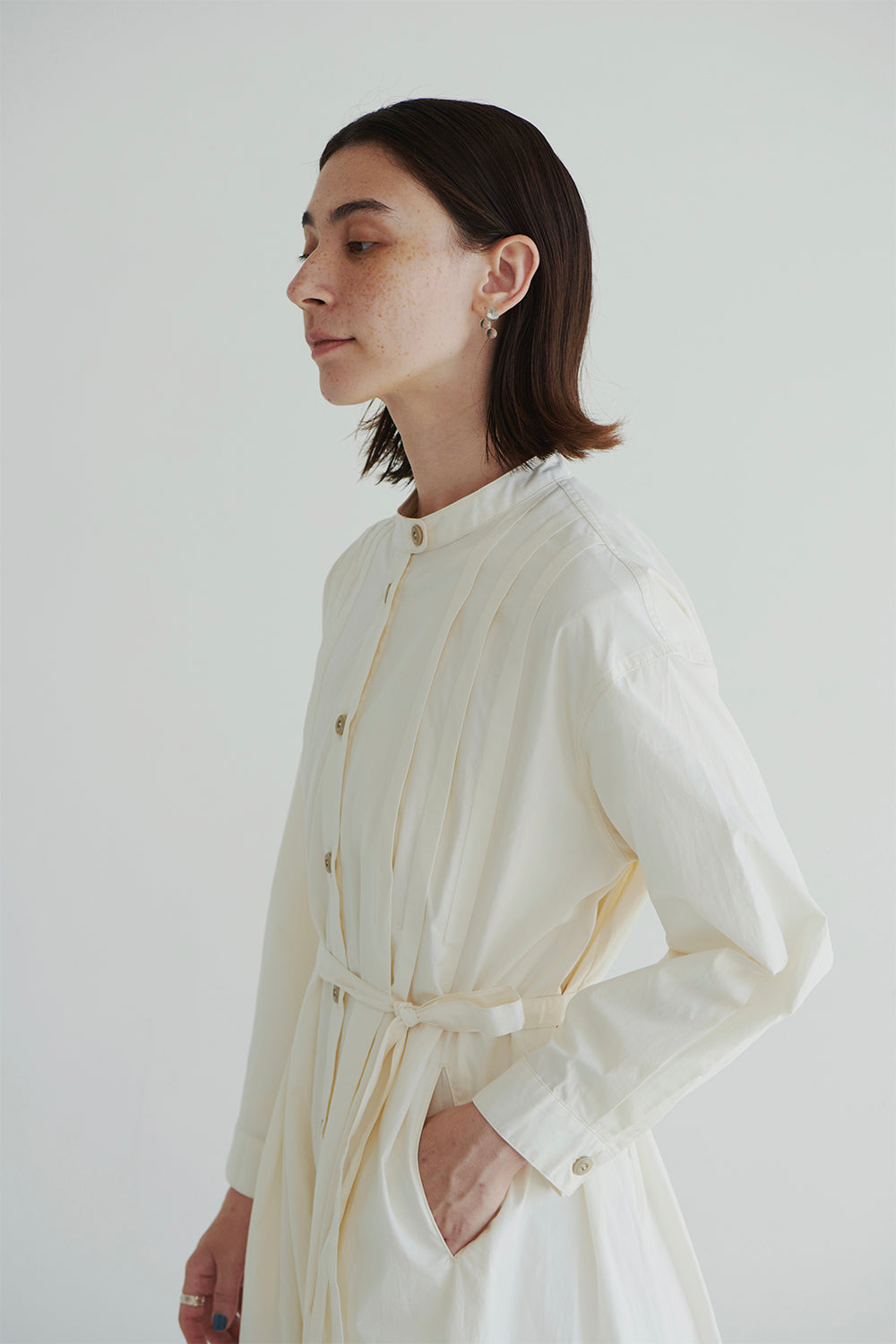 ORGAN PLEAT COTTON SHIRT DRESS