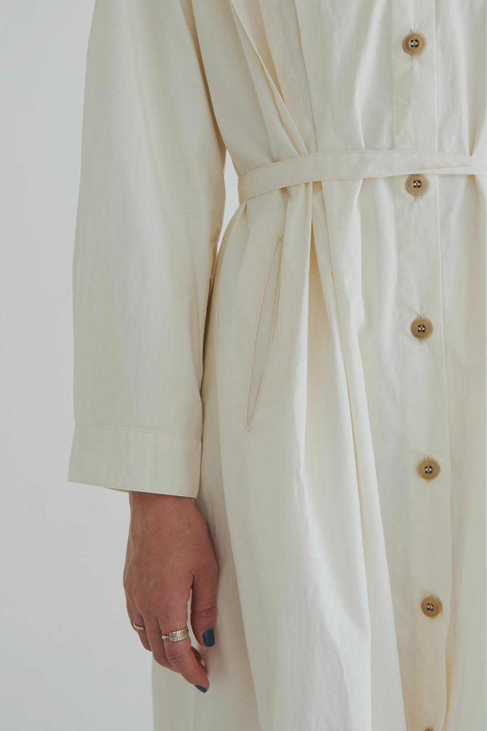 ORGAN PLEAT COTTON SHIRT DRESS