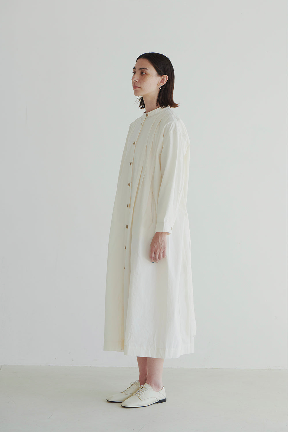 ORGAN PLEAT COTTON SHIRT DRESS