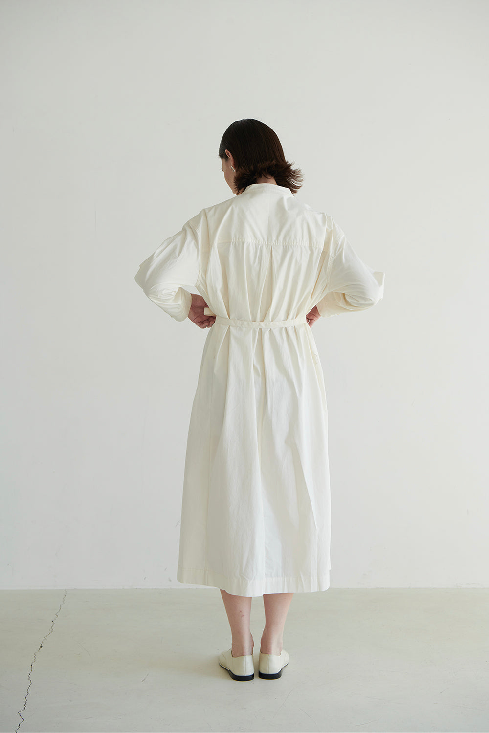 ORGAN PLEAT COTTON SHIRT DRESS